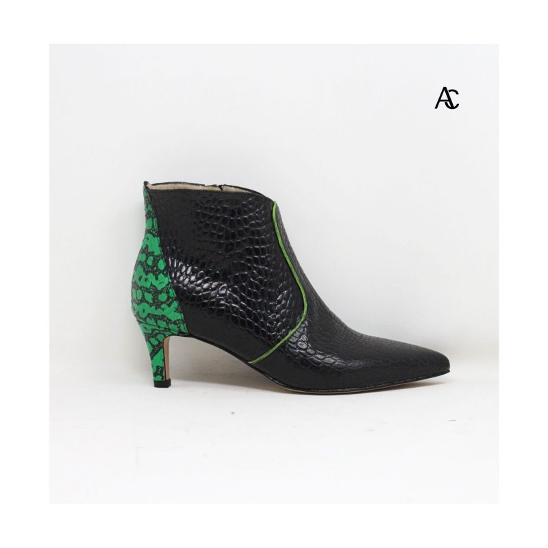 Le boots 5 cm SIR coco noir et vert par Anne Créatis en précommande